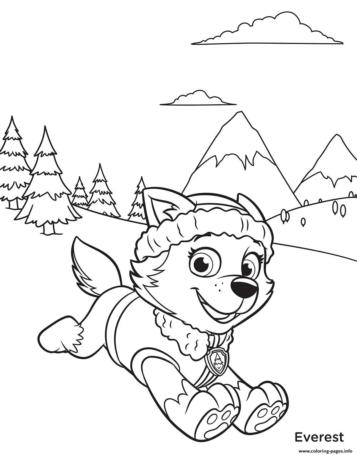 Coloring page cheerful everest paw patrol