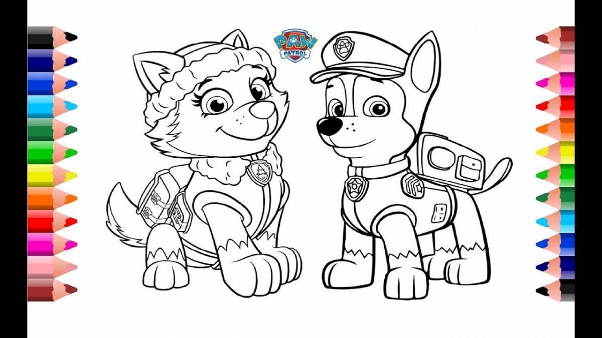 Humorous Everest Paw Patrol coloring book