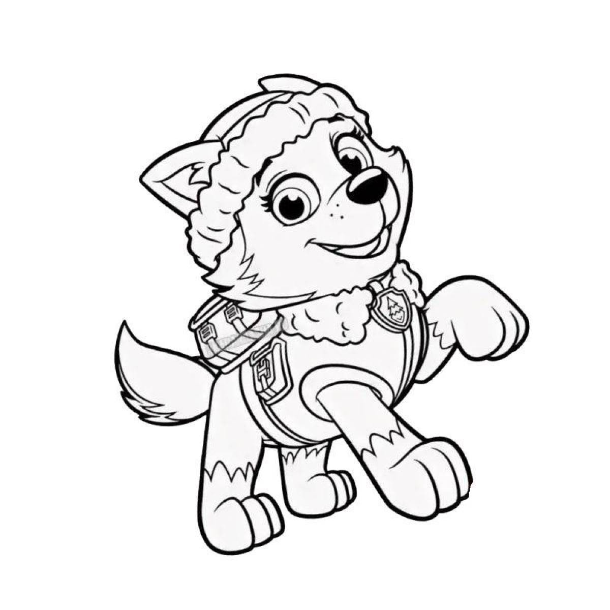 Whimsical coloring page everest paw patrol
