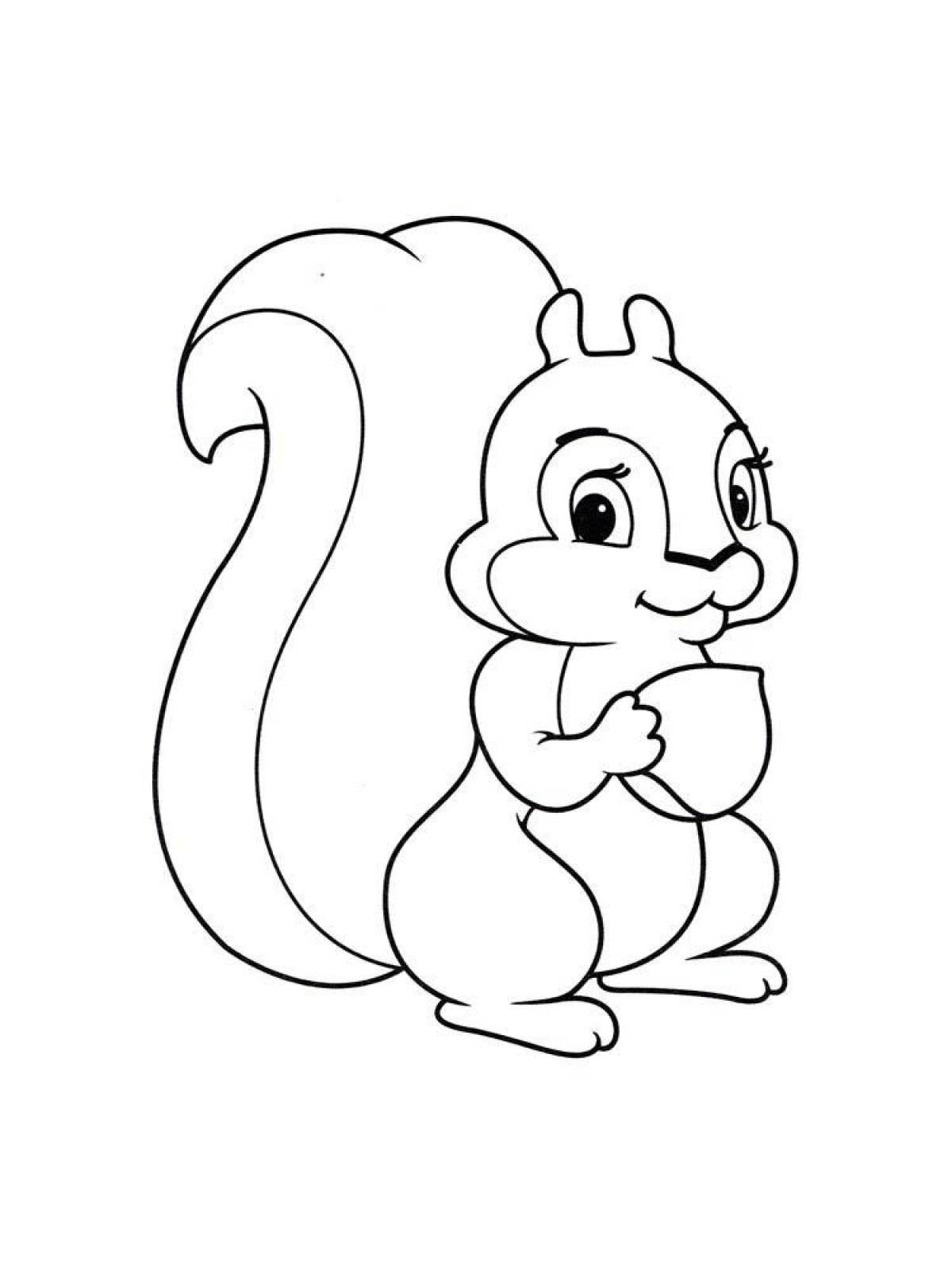 Humorous squirrel coloring book for kids