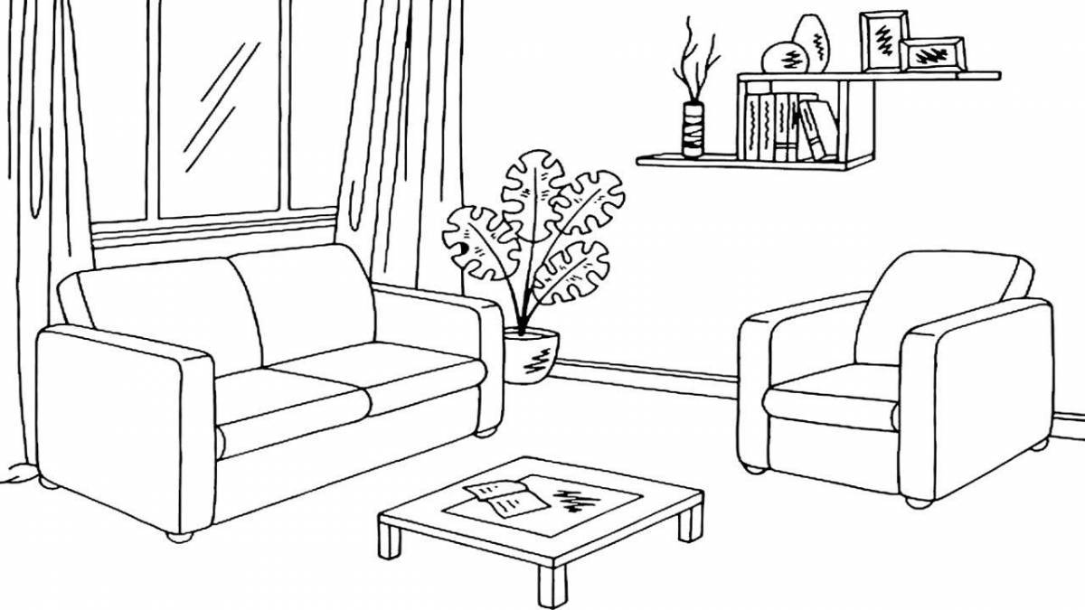 Fascinating furniture coloring book for 4-5 year olds