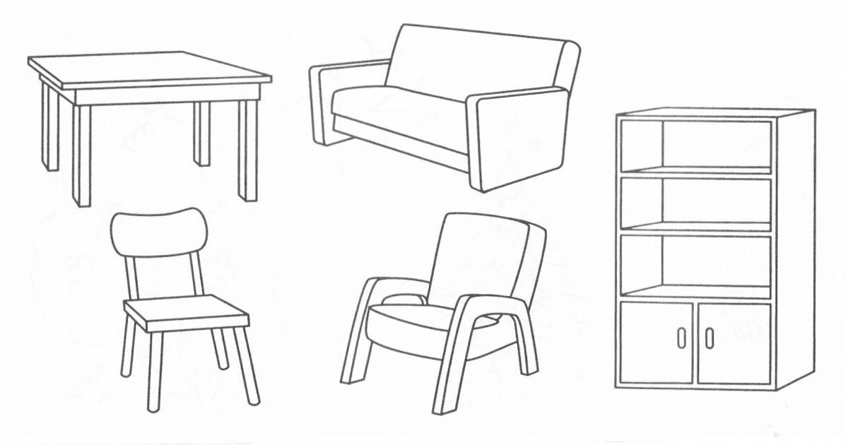 Weird furniture to color for 4-5 year olds
