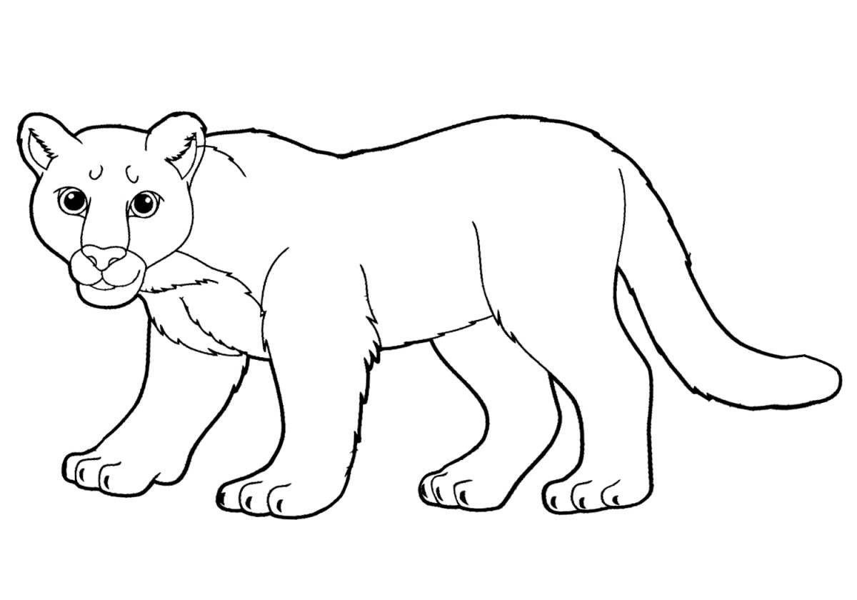 Playful wild animal coloring page for 3-4 year olds