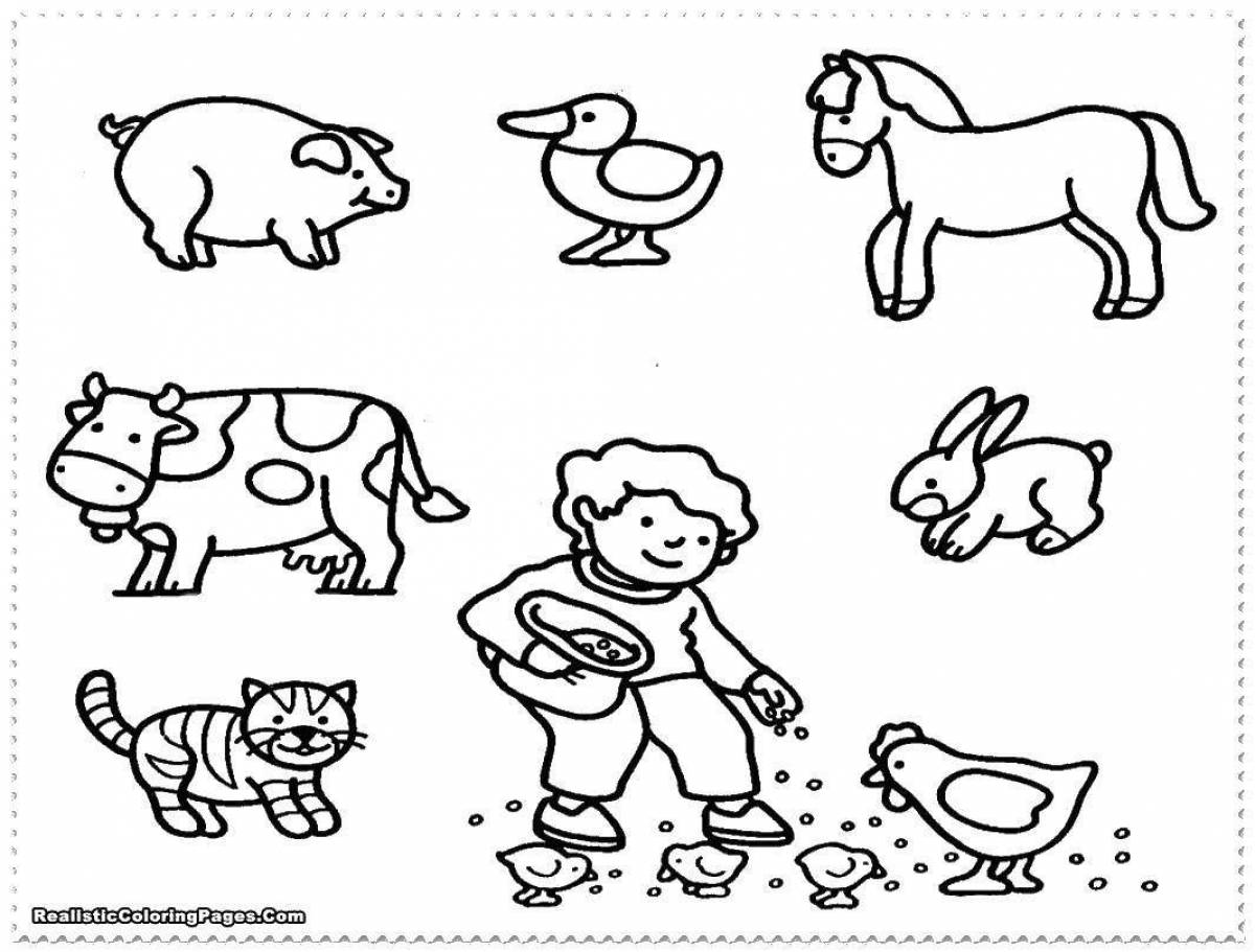 Playful pet coloring book for 3-4 year olds