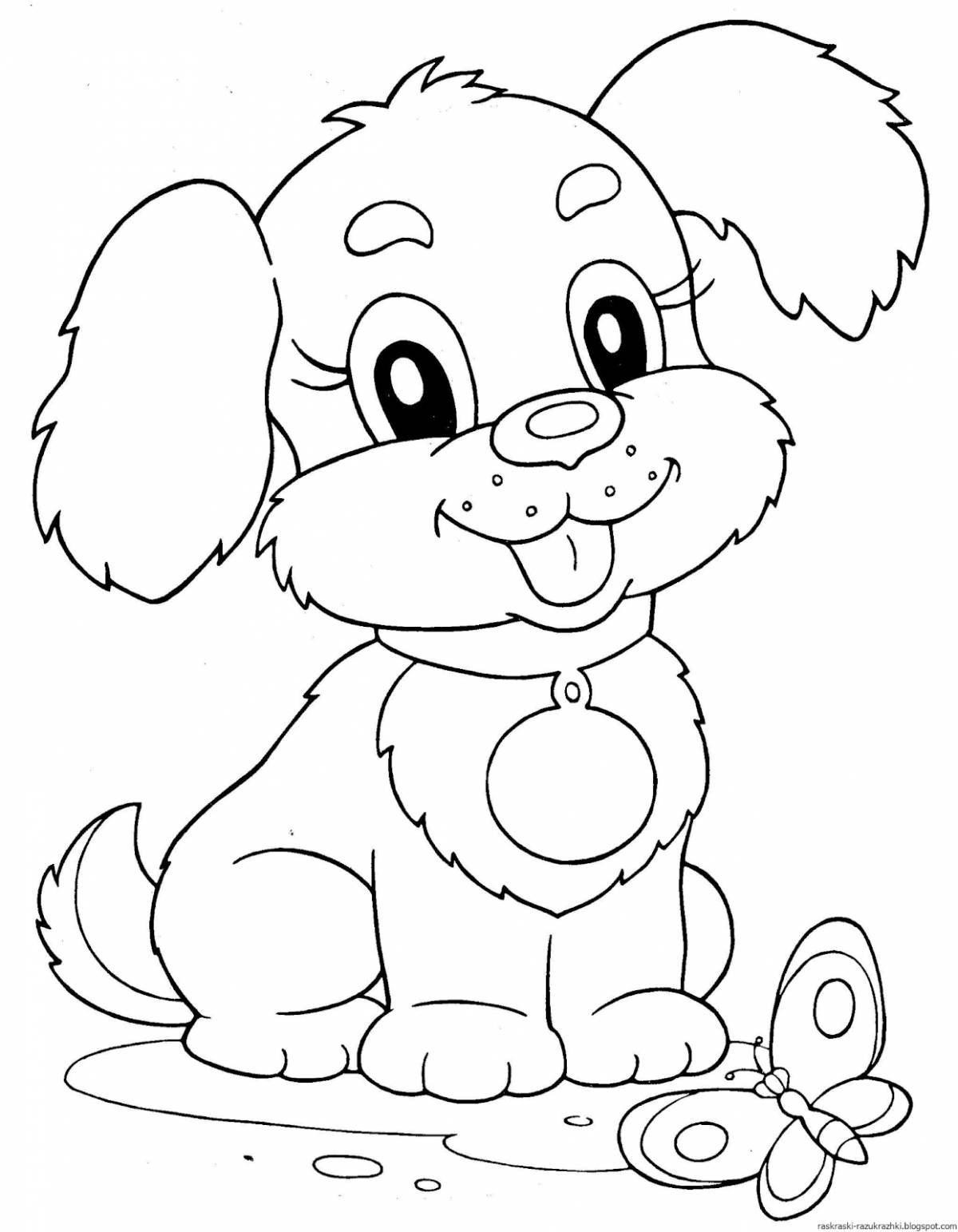 Affectionate coloring pages of pets for children 3-4 years old