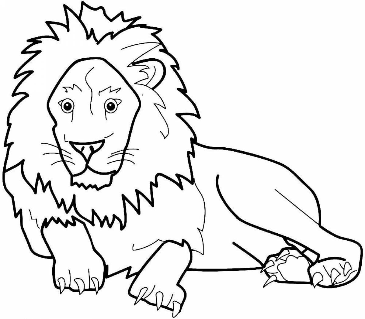 Раскраска смелый лев