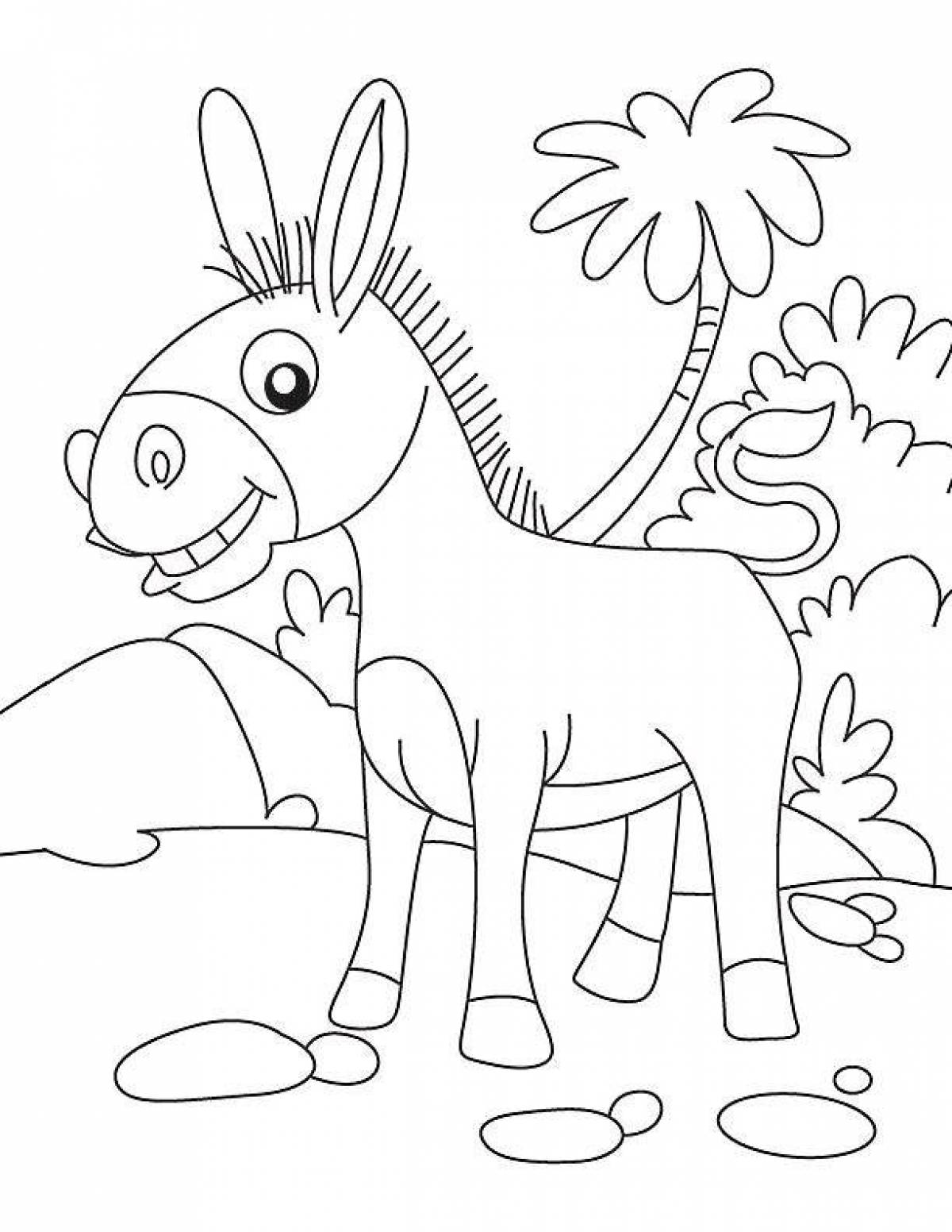 Fun coloring donkey