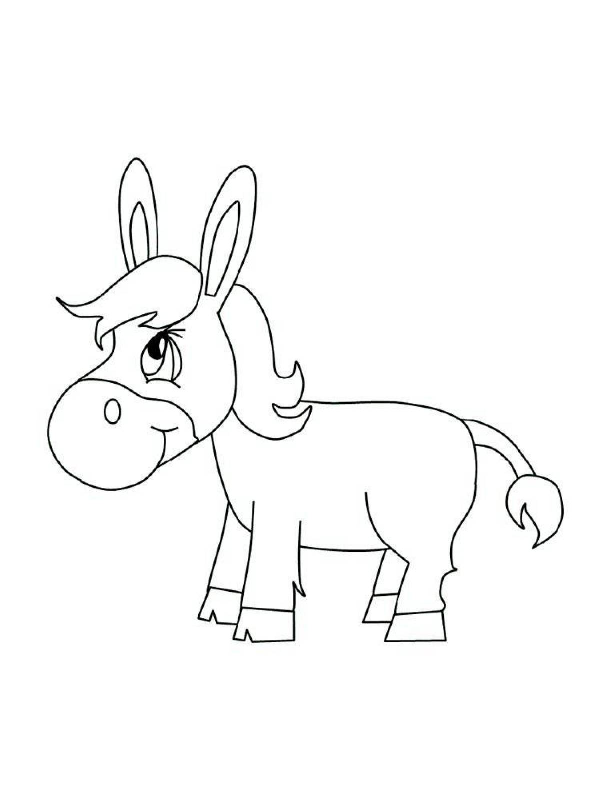 Cheerful coloring donkey