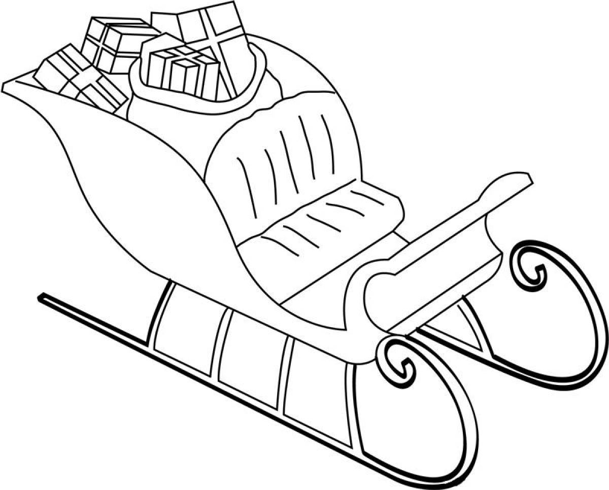 Shiny sleigh coloring pages for kids