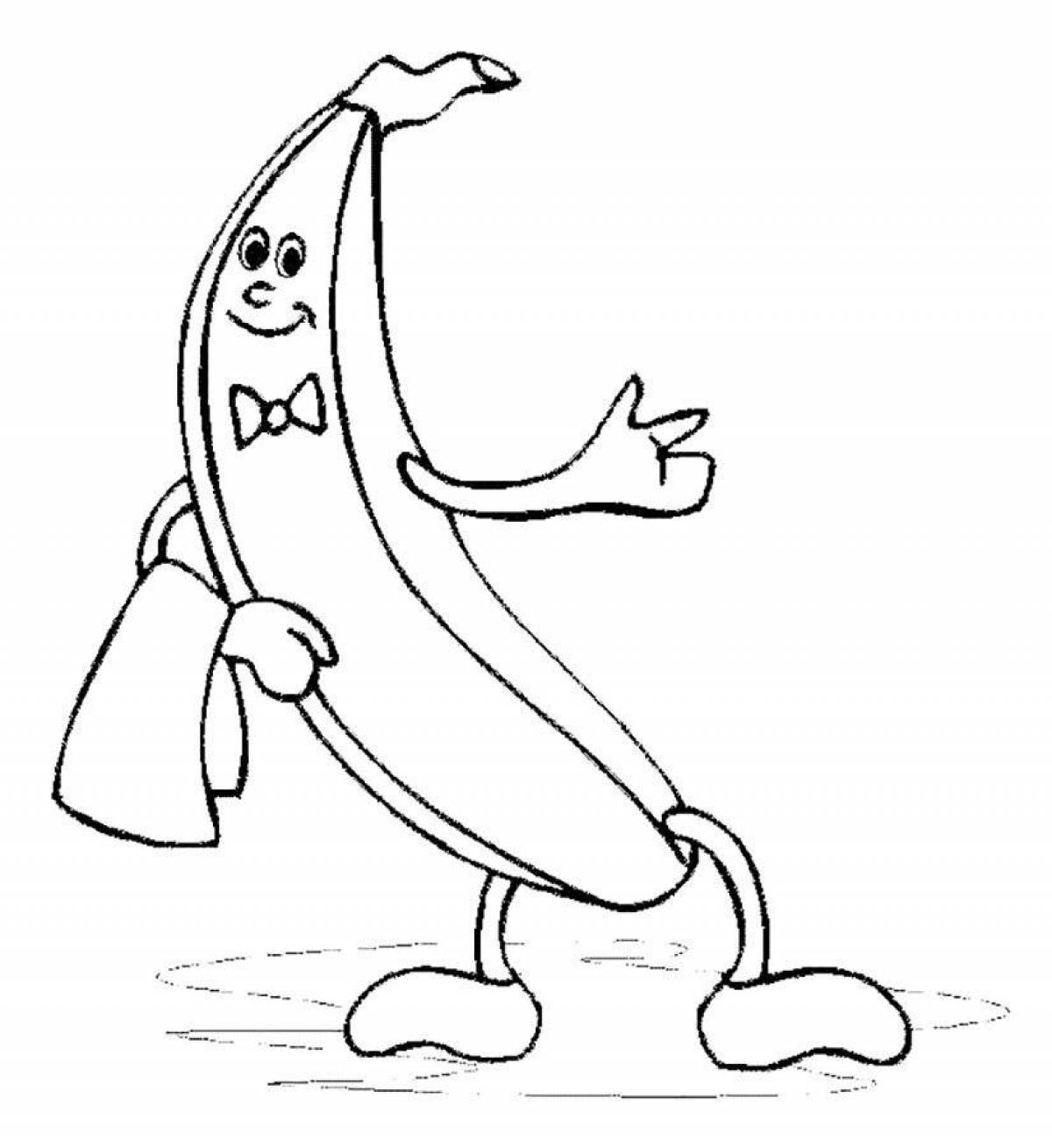 Радостная банановая раскраска для детей