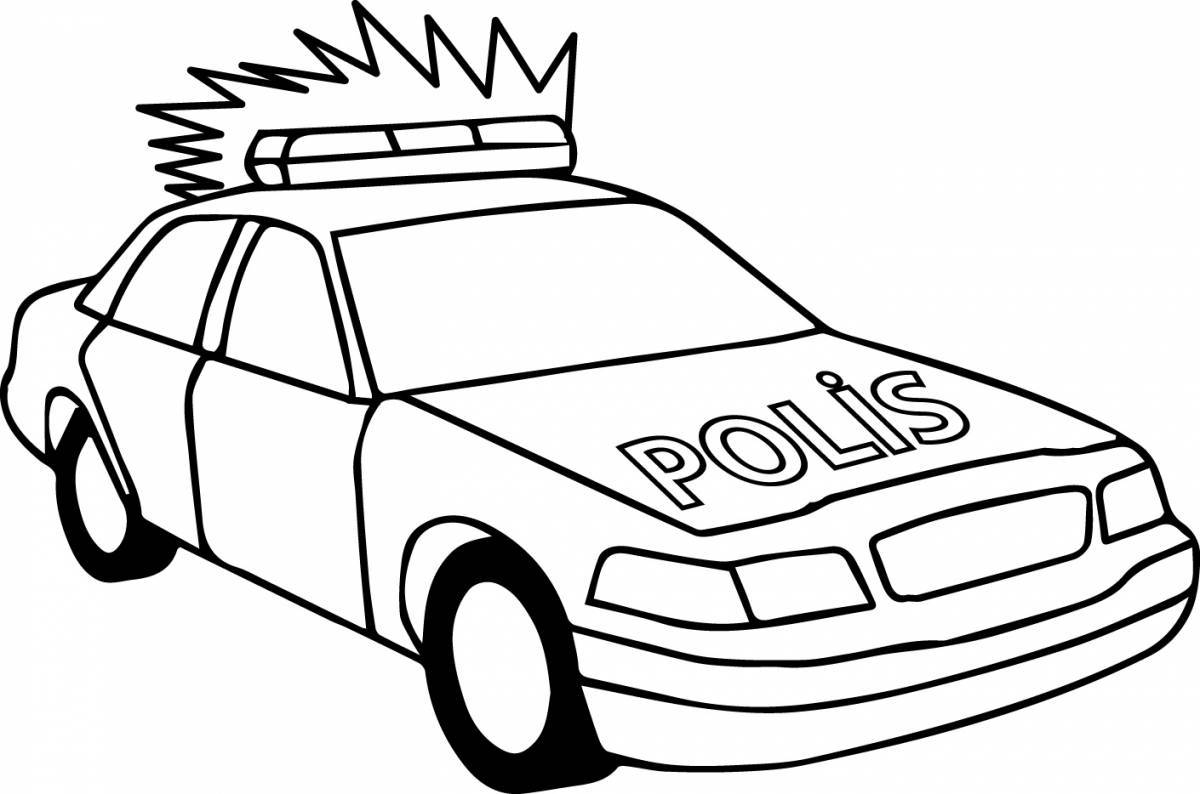 Bright police car coloring book for preschoolers