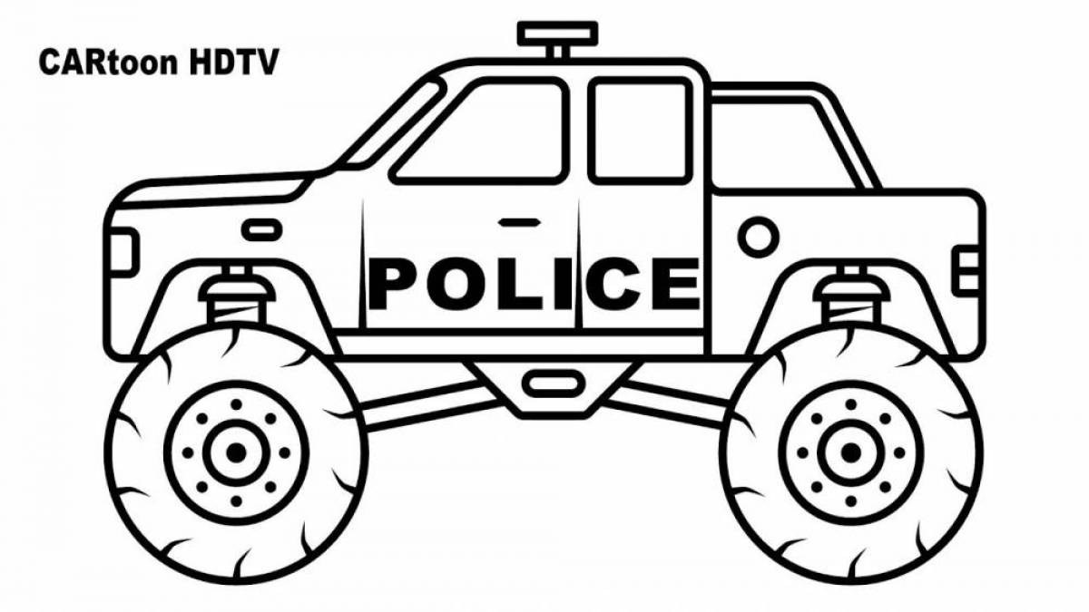 Раскраска славной полицейской машины для дошкольников
