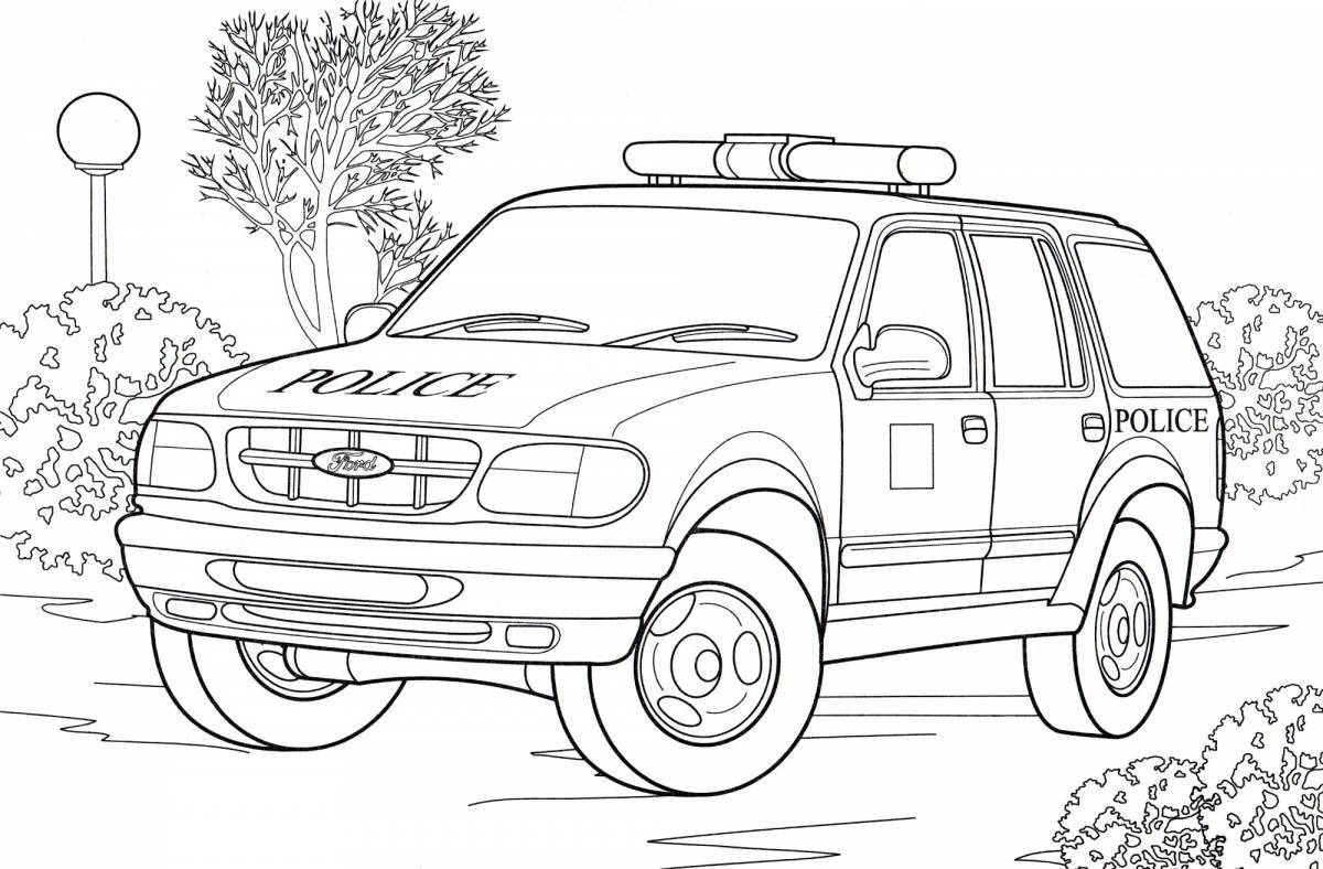 Adorable police car coloring book for preschoolers