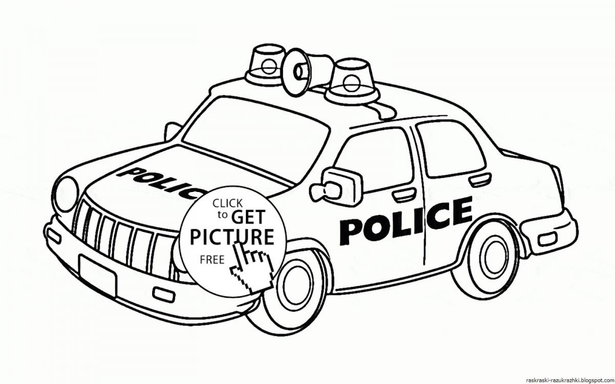 Coloring cute police car for pre-ks