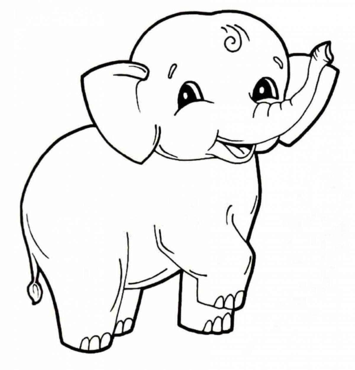 Изысканная раскраска слонёнок