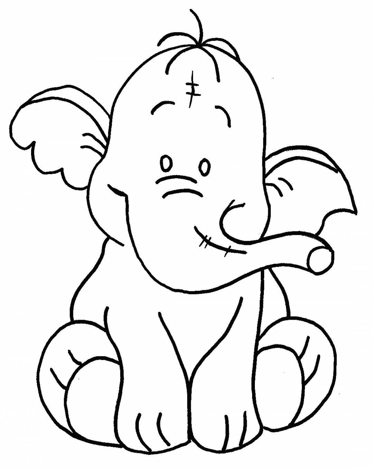 Blissful coloring baby elephant