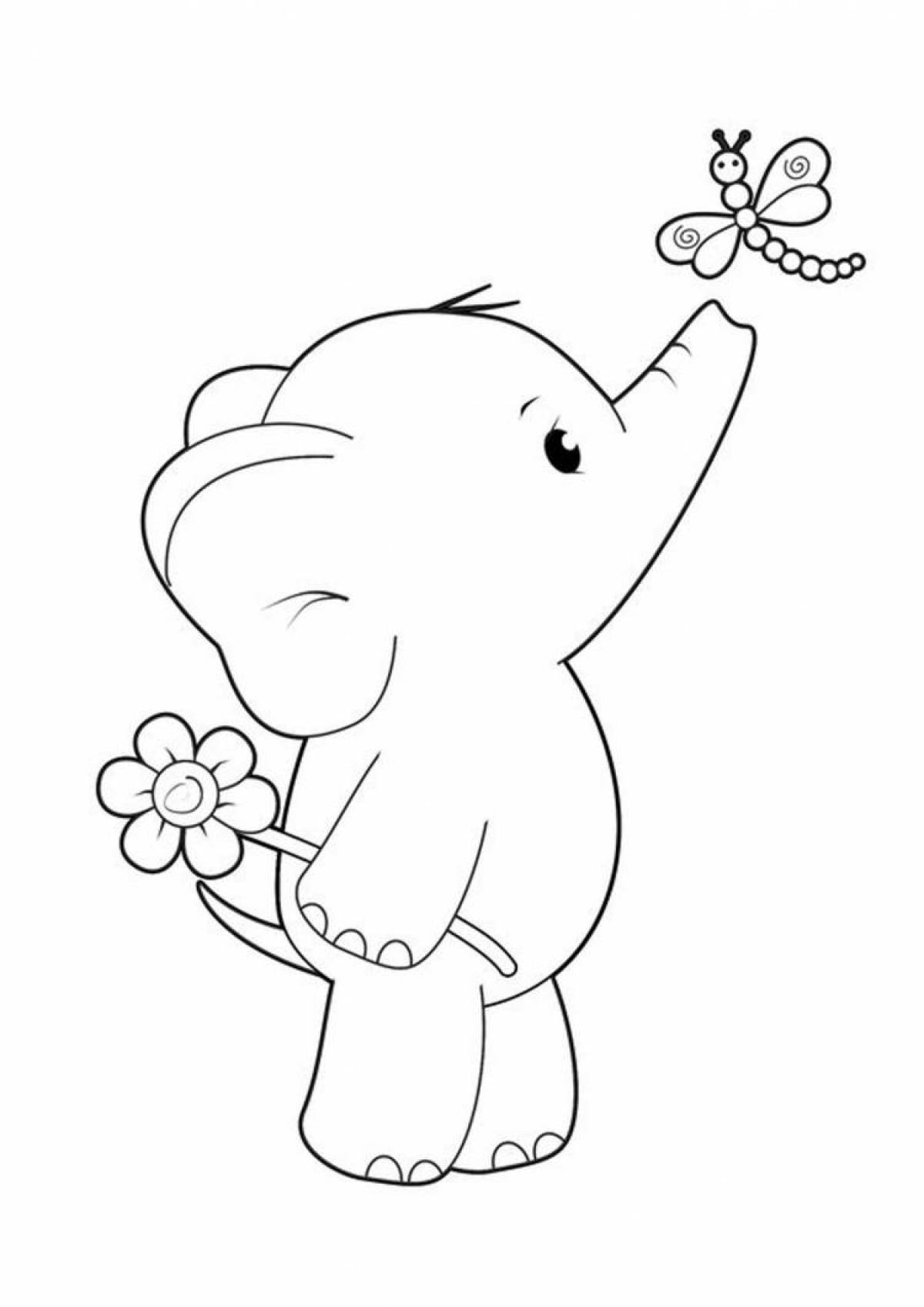 Radiant coloring page baby elephant