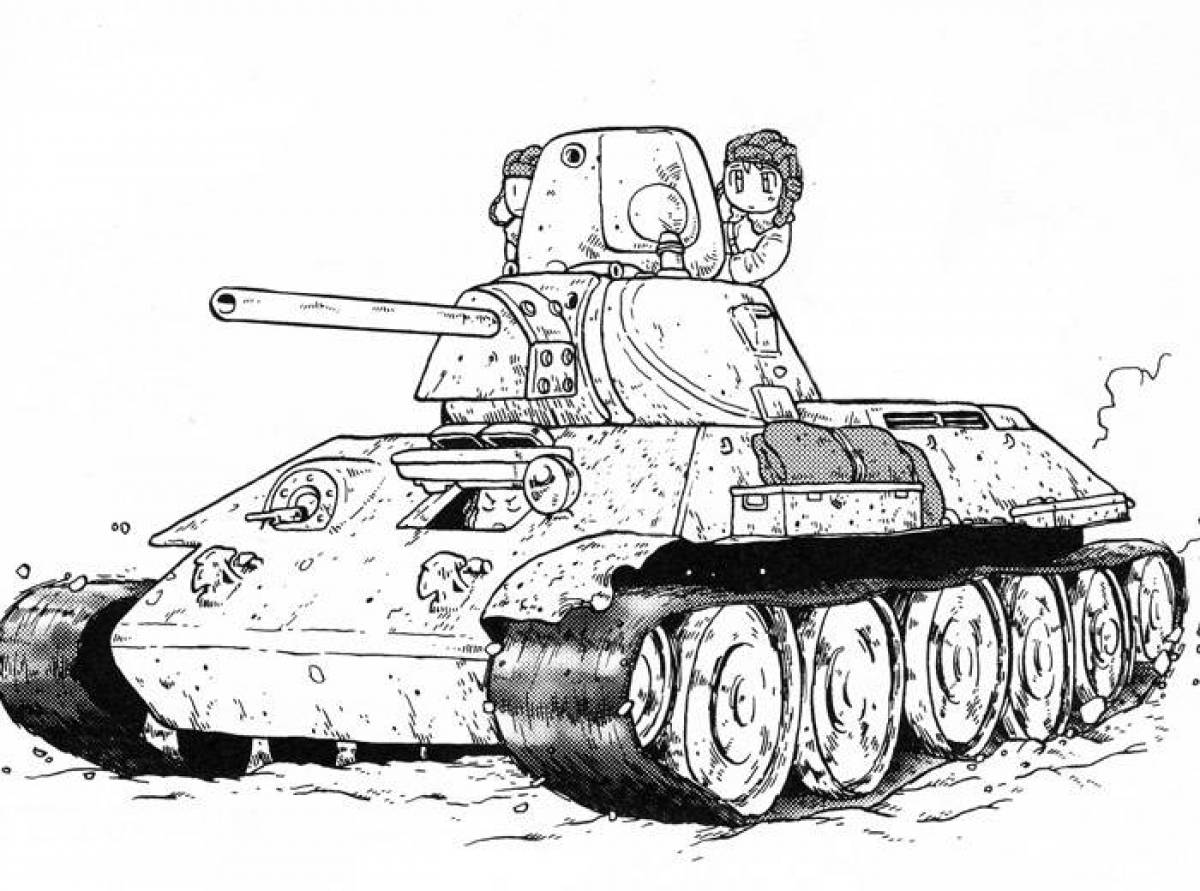 Bold tank t34 coloring page