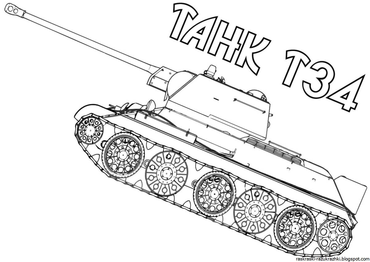 Great tank t34 coloring page