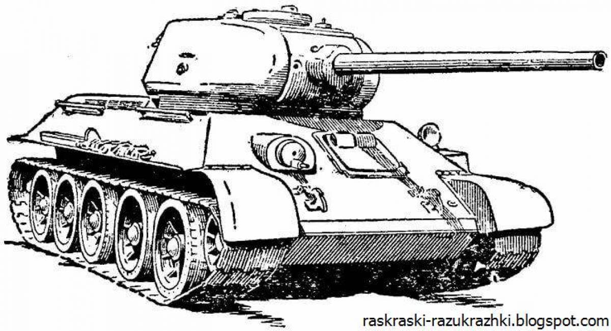 Great tank t34 coloring book