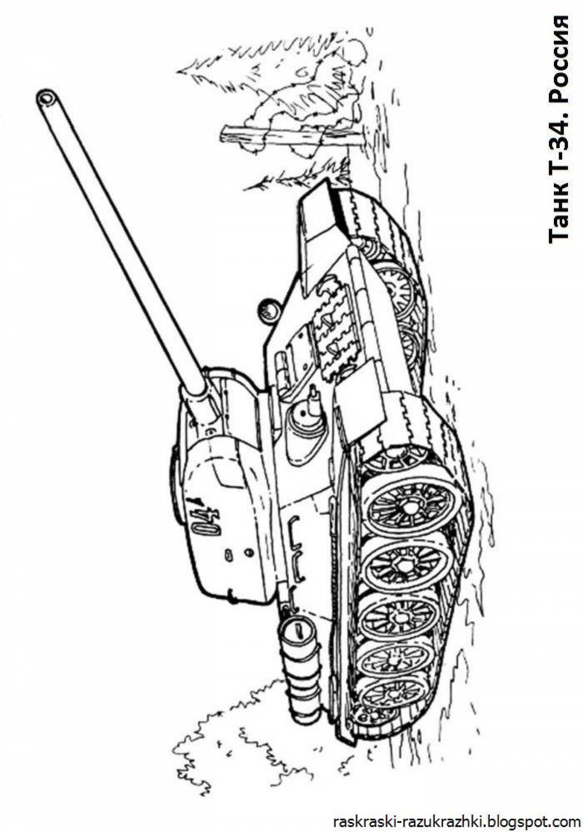 Элегантный танк t34 раскраска
