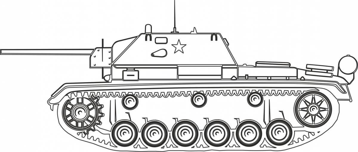 Раскраска яркий танк t34