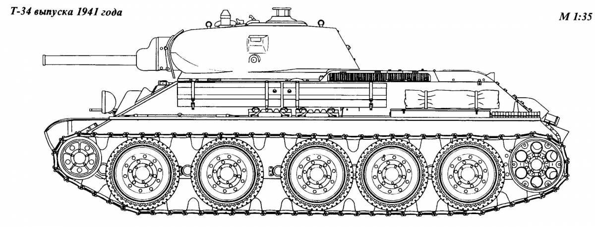Раскраска украшенный танк t34