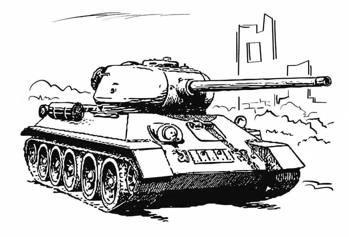 T34 deluxe tank coloring page