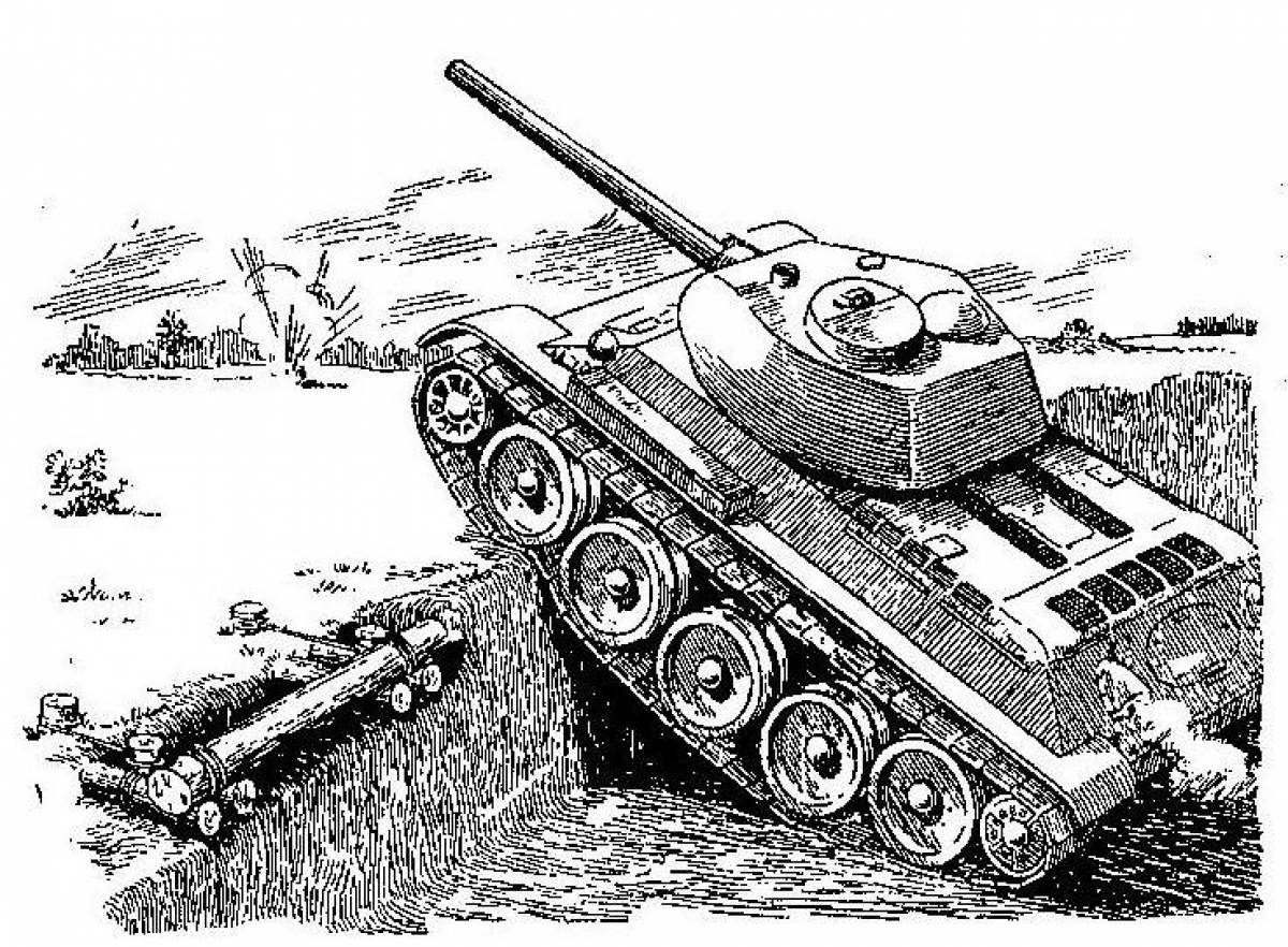 Раскраска exuberant tank t34