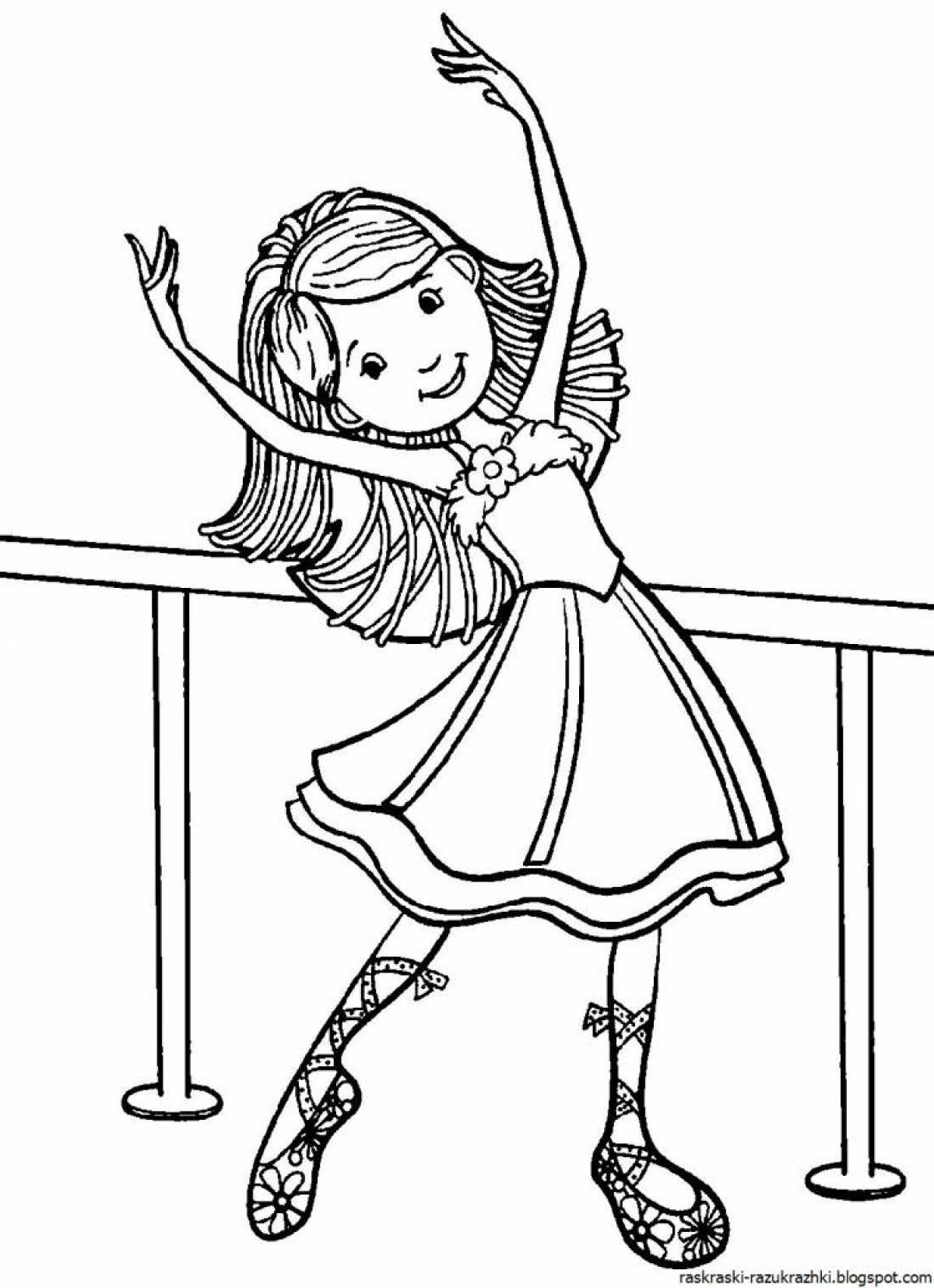 Раскраска очаровательная балерина для детей