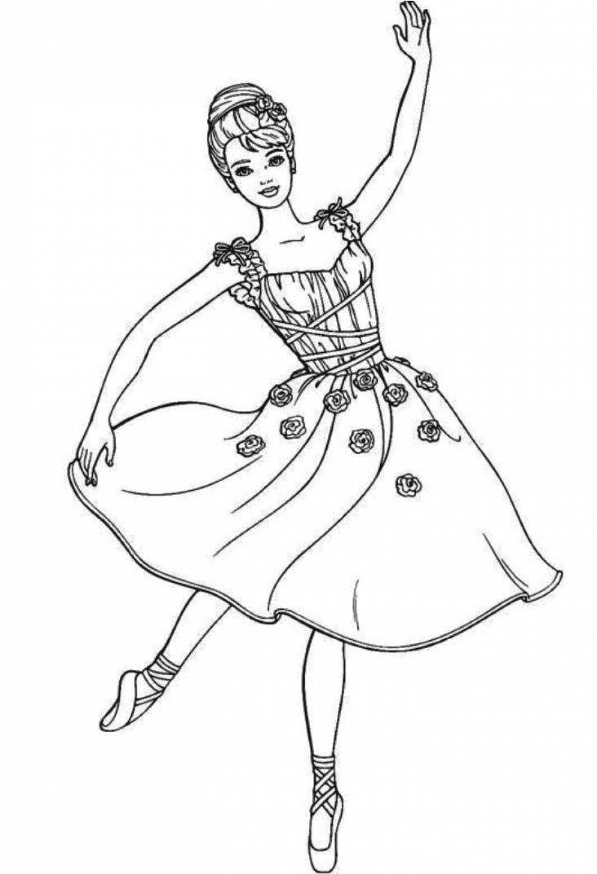 Cheerful ballerina coloring book for kids
