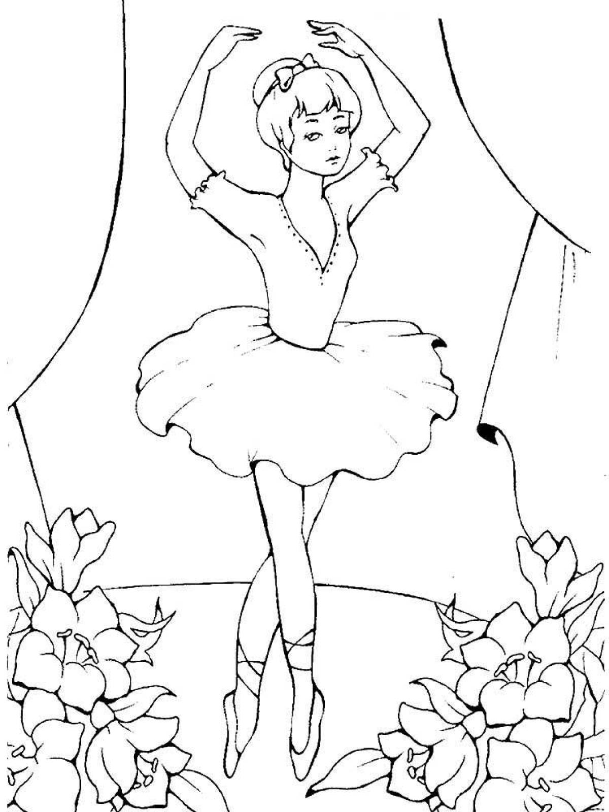 Animated coloring ballerina for kids