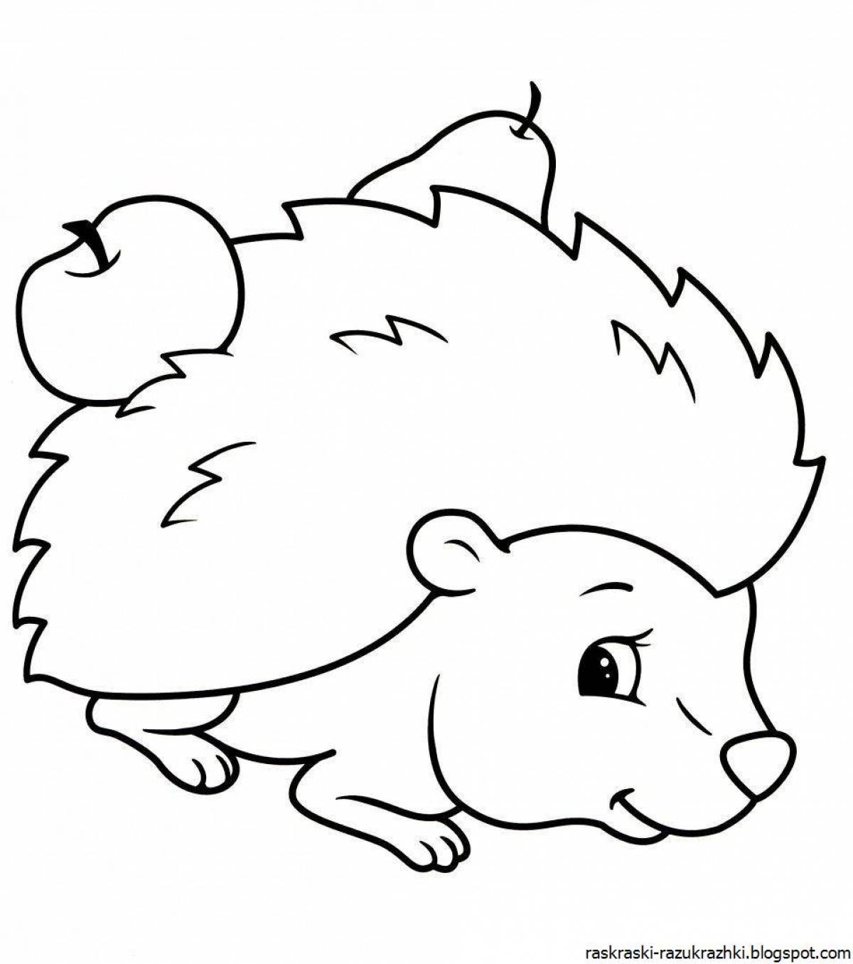 Glowing hedgehog coloring page for kids
