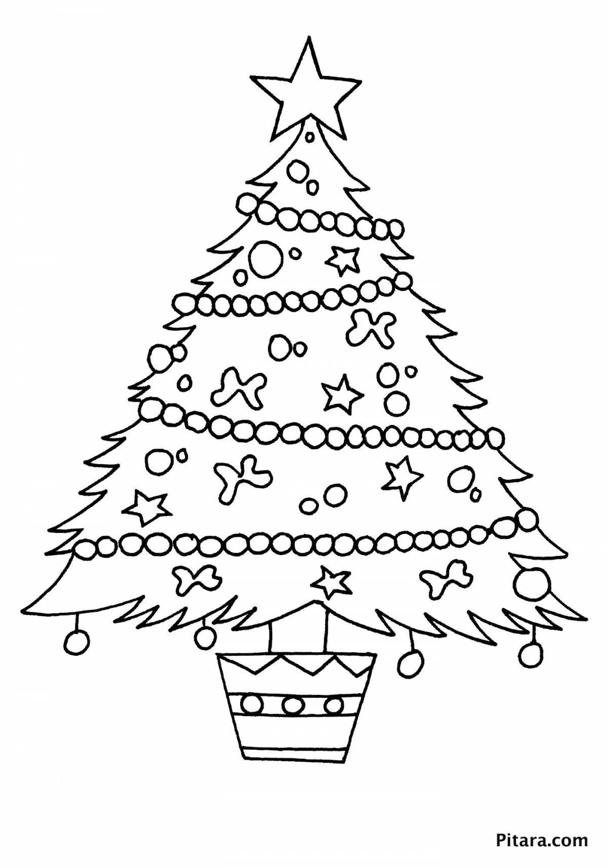 Красочная страница раскраски рождественской елки
