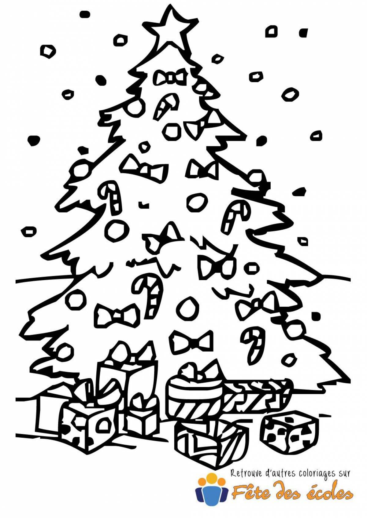 Страница раскраски с рождественской елкой