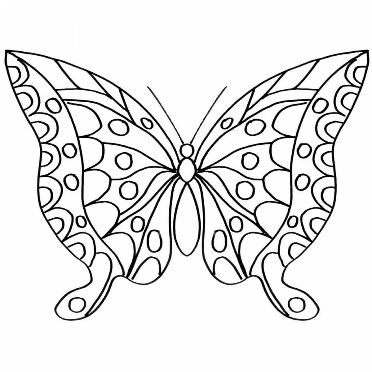 Colorful butterfly coloring page for 6-7 year olds