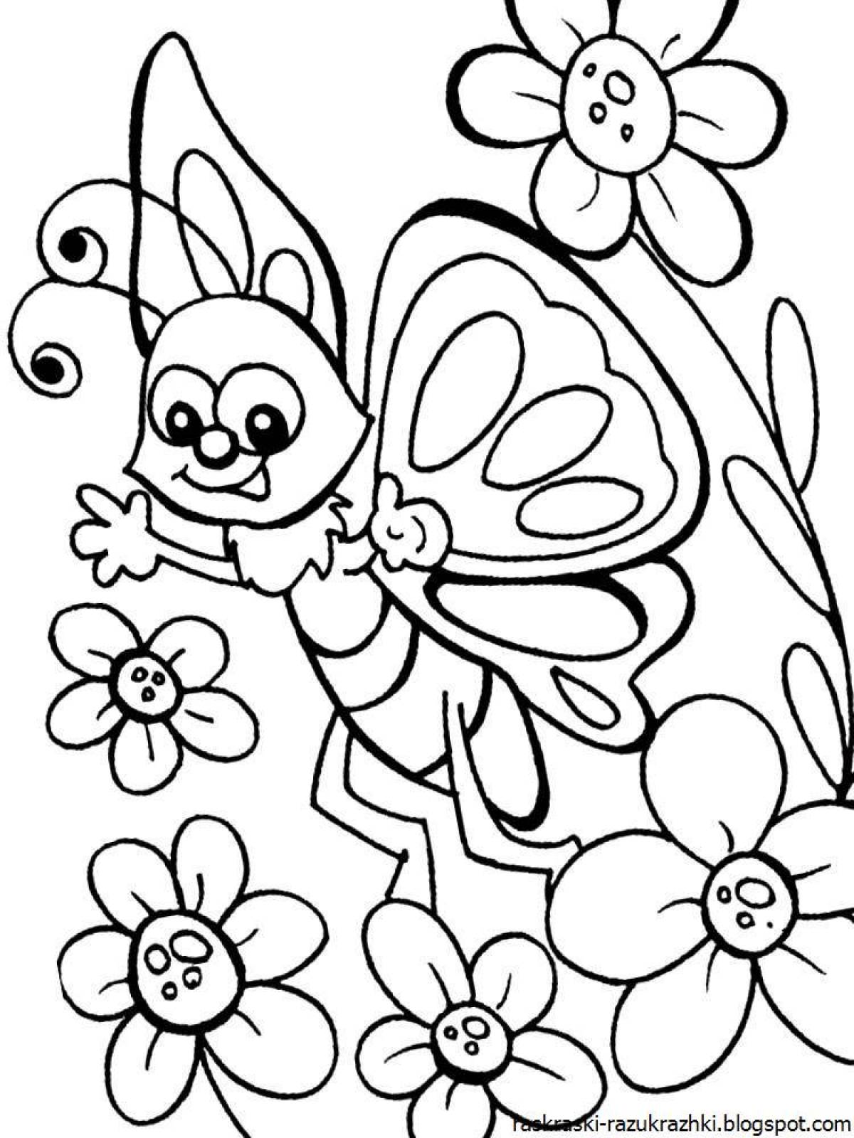 Яркая бабочка-раскраска для детей 6-7 лет