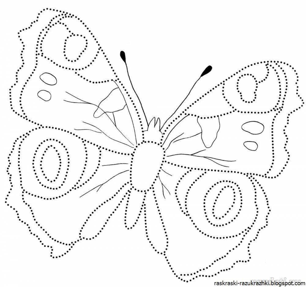 Радостная бабочка-раскраска для детей 6-7 лет