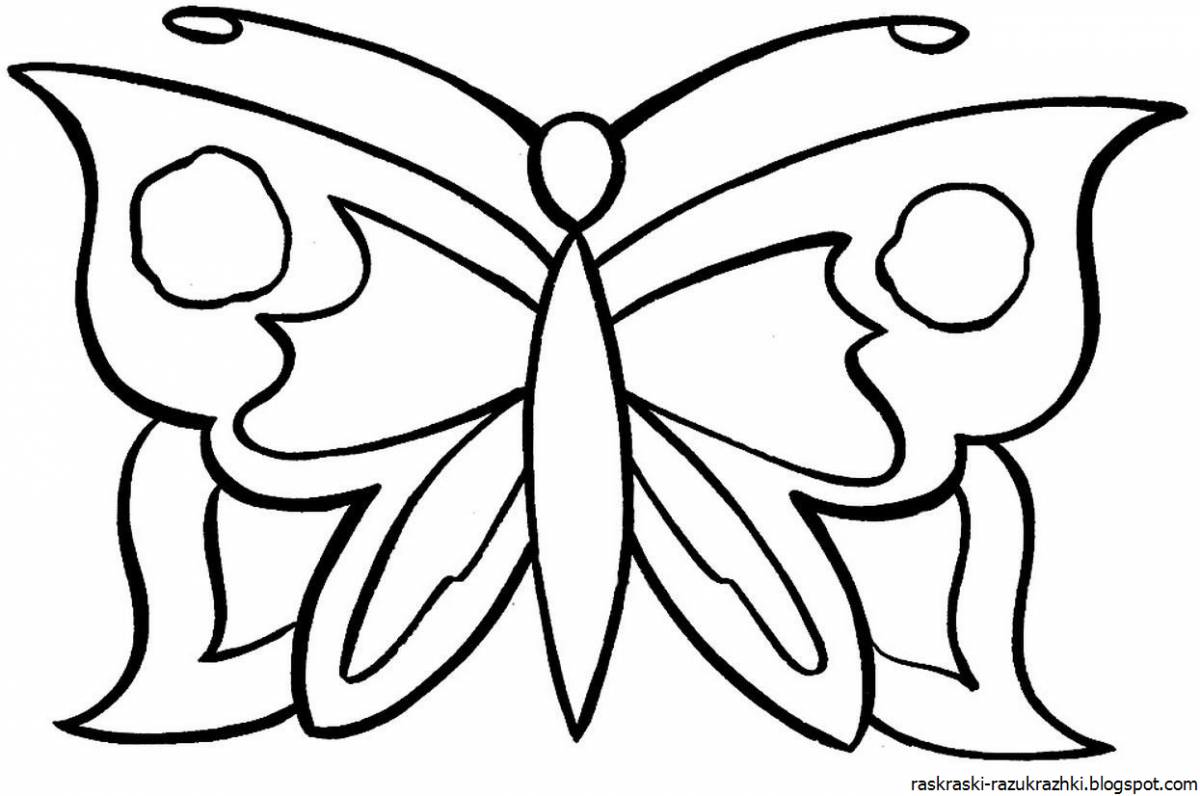 Веселая бабочка-раскраска для детей 6-7 лет