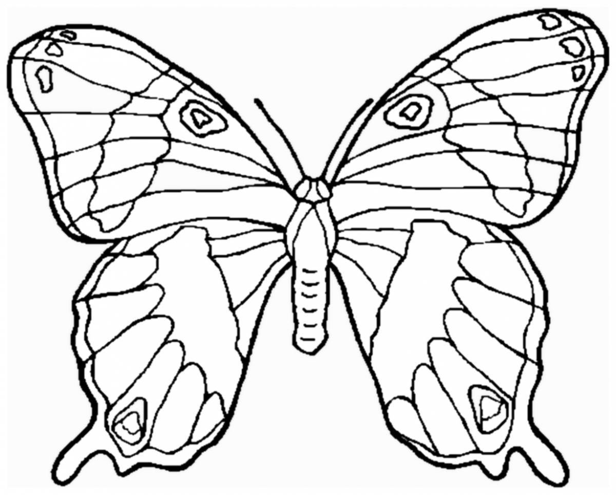Блестящая бабочка-раскраска для детей 6-7 лет
