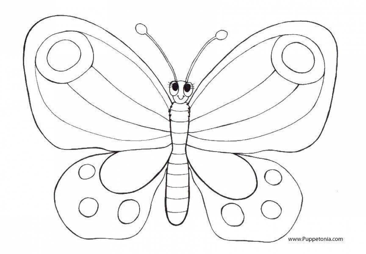 Раскраска радостная бабочка для детей 6-7 лет