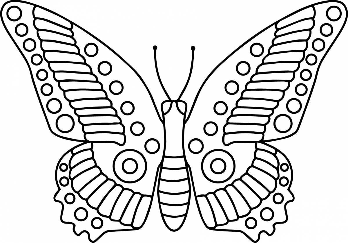Animated butterfly coloring page for 6-7 year olds
