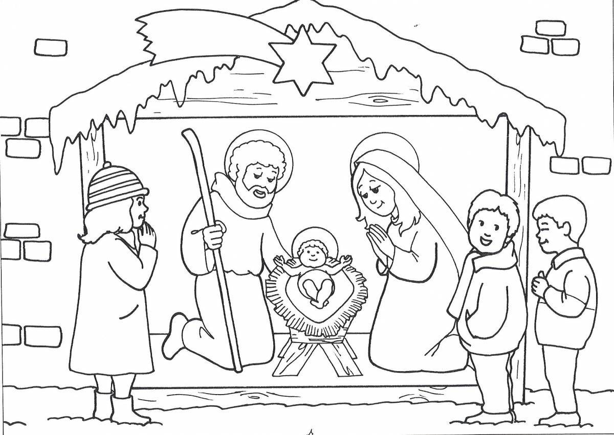 Deluxe coloring nativity scene