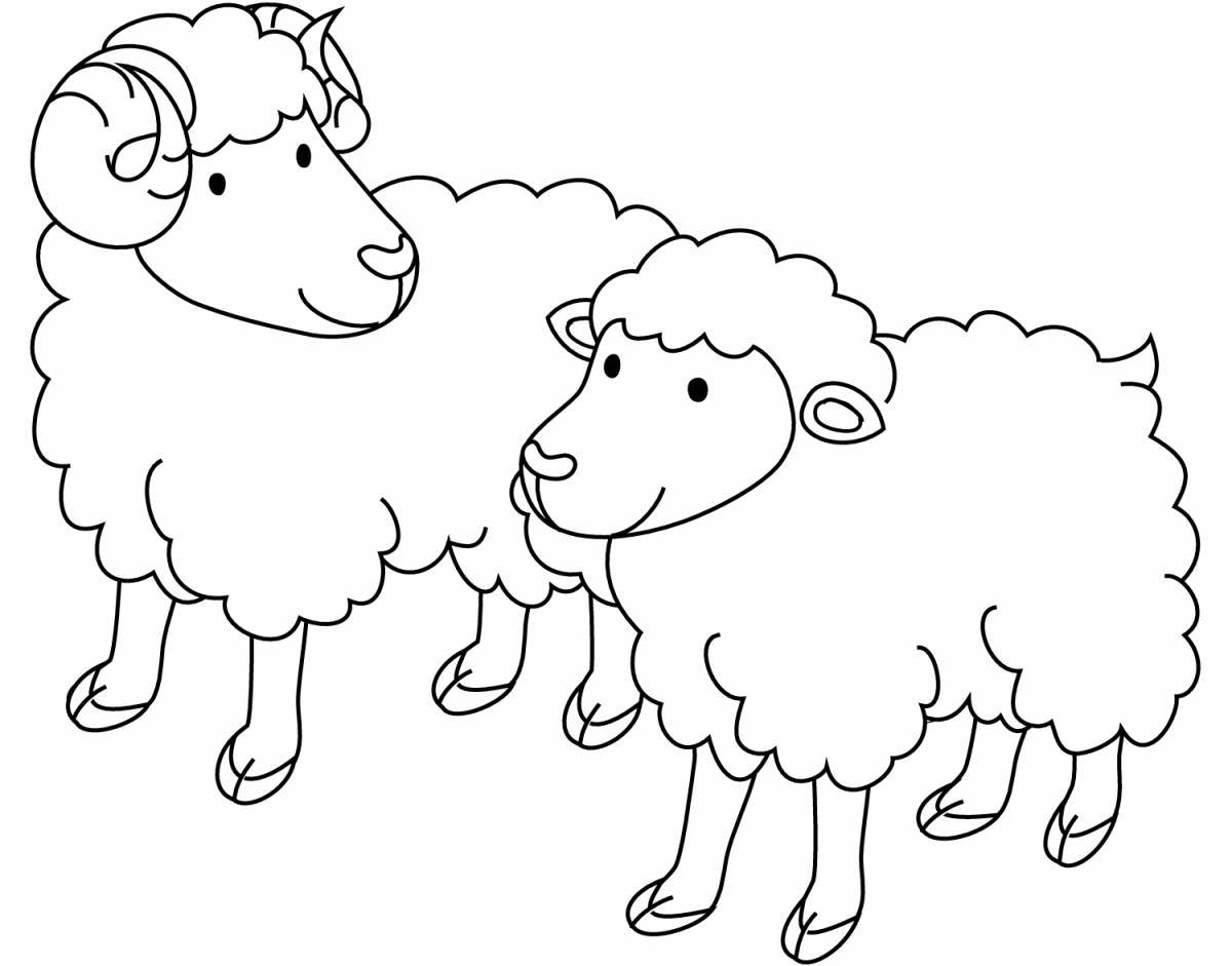 Очаровательная овечка-раскраска для детей