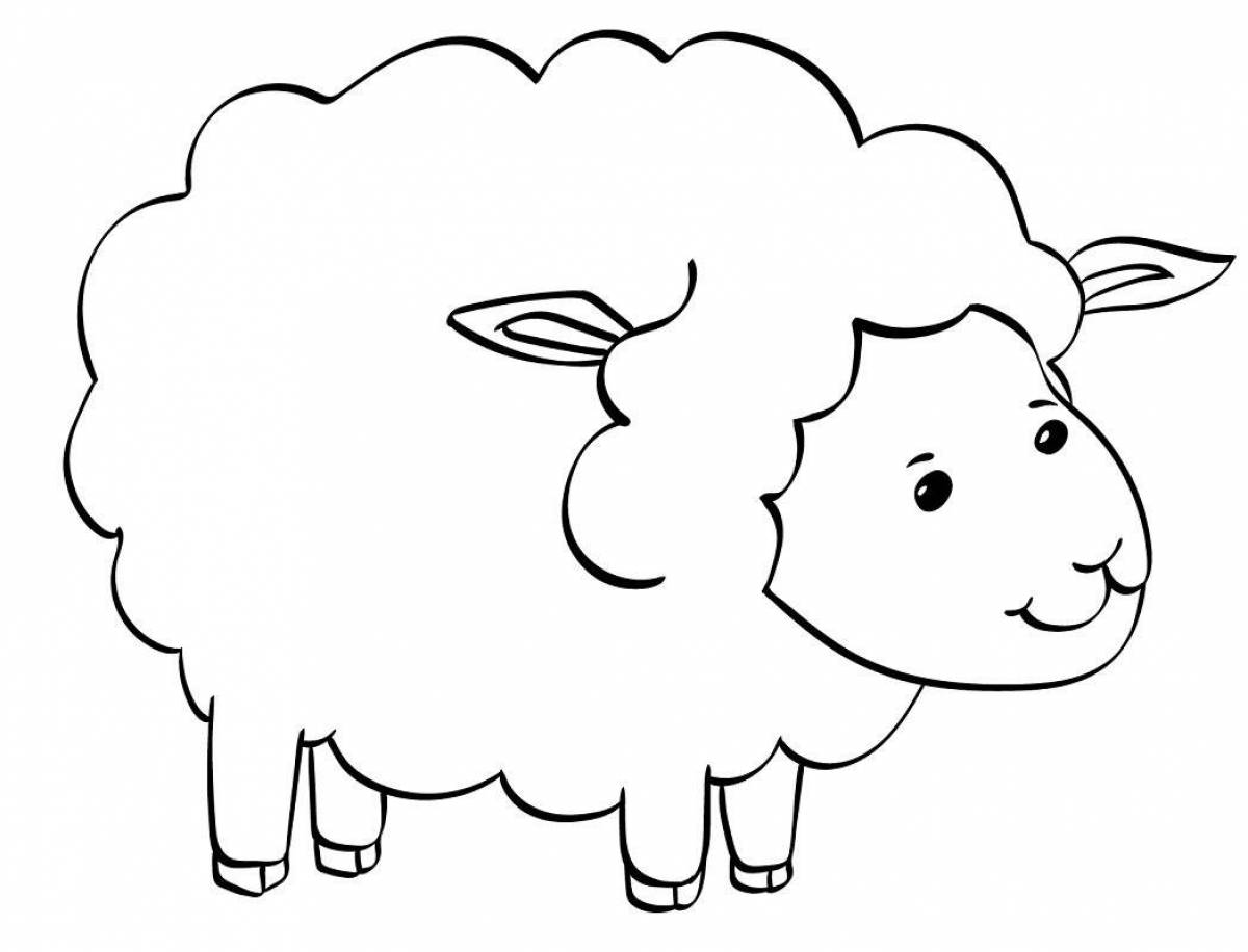 Радостная овечка-раскраска для детей