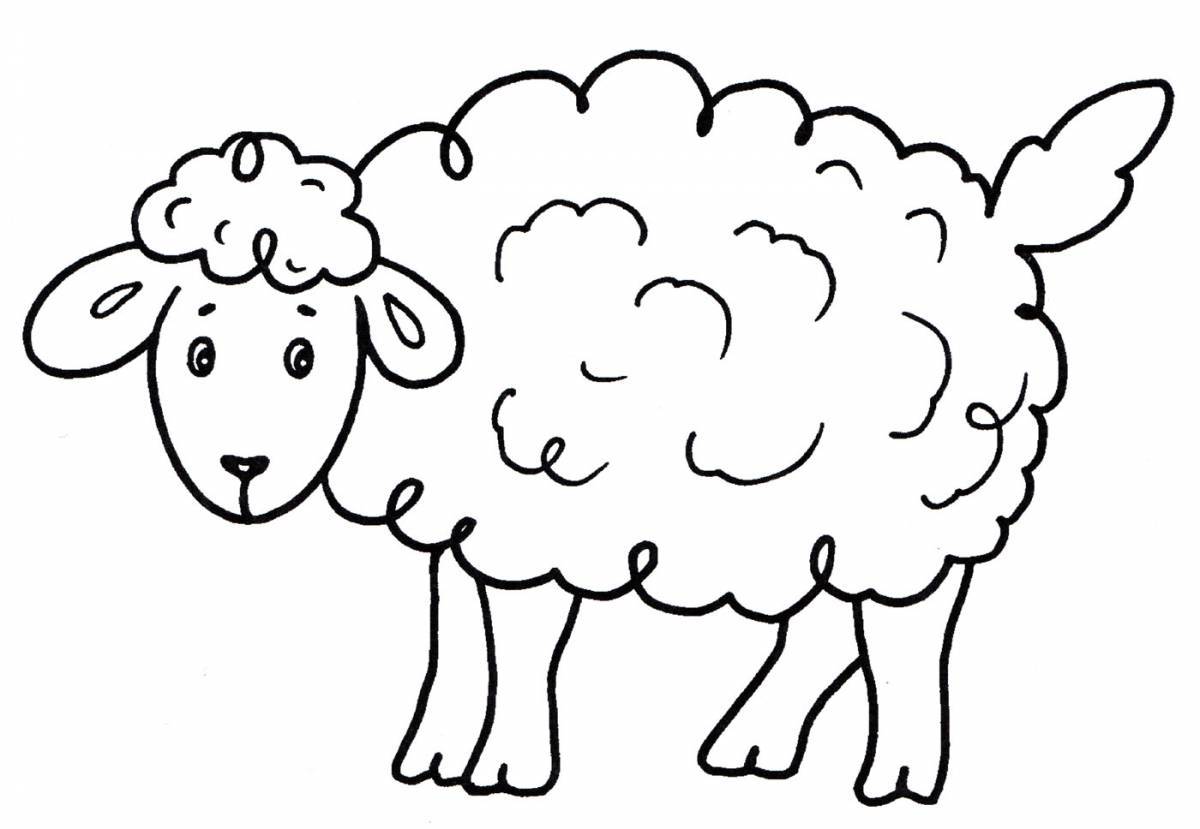 Animated sheep coloring page for kids