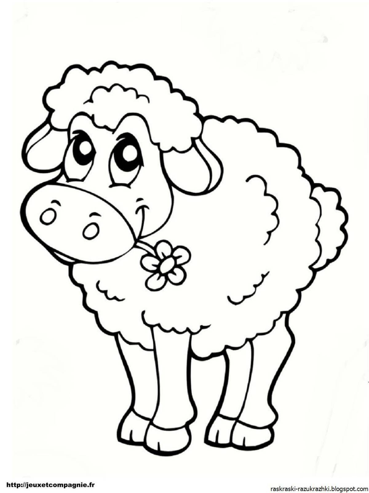 Раскраска лучистая овечка для детей