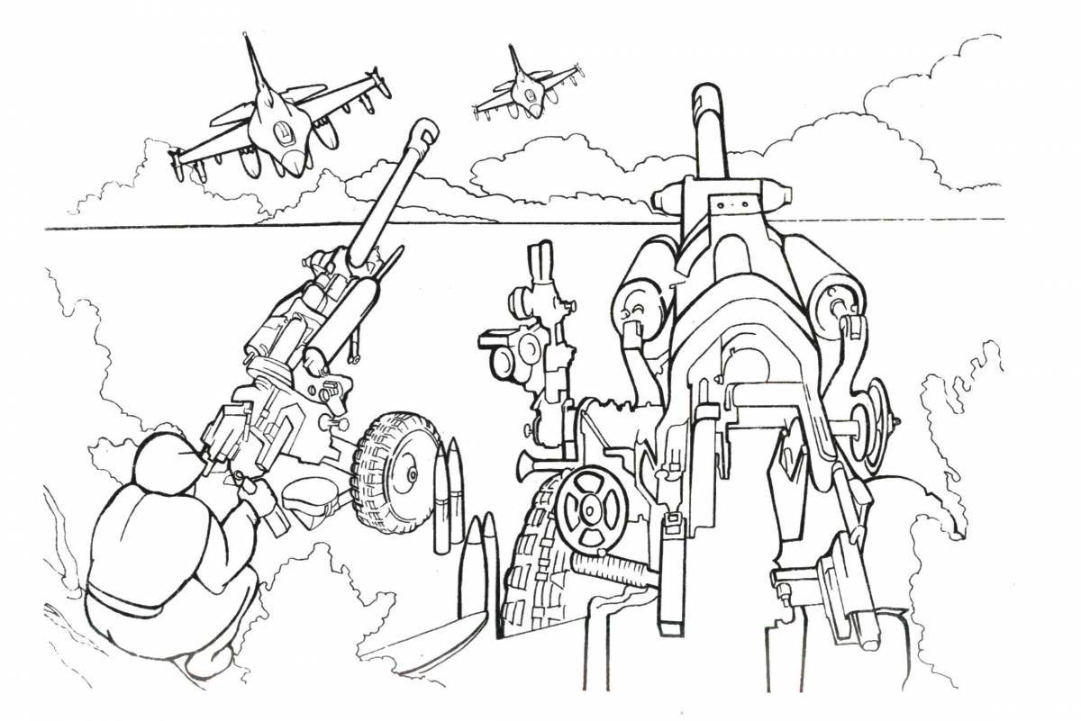Dazzling military coloring book for kids