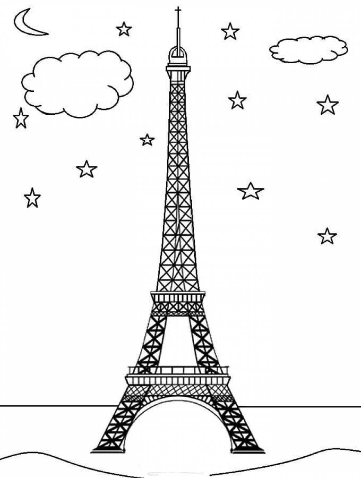 Large eiffel tower coloring page