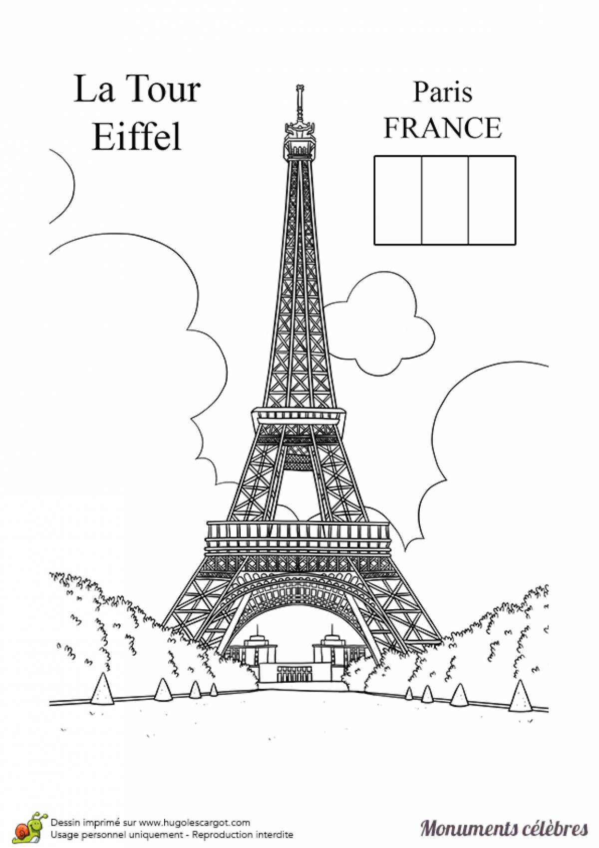 Great eiffel tower coloring page